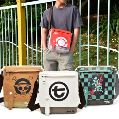 Bán chạy nhất xuyên biên giới Demon Slayer: Blade Messenger Bag Anime Canvas Satchel Bag One Piece Naruto Attack on Giant PU Shoulder Bag
