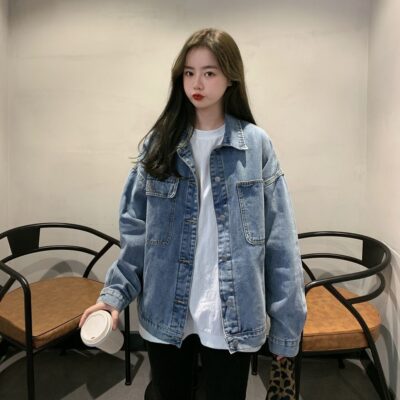 Quần áo denim mùa xuân 2023 áo khoác denim ngắn nữ phiên bản Hàn Quốc phóng khoáng mùa xuân và mùa thu áo khoác hợp thời trang