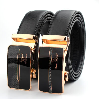 Khóa Tự Động Nam Da Bò Thắt Lưng Quấn Thuốc Thụt Đai 2 Lớp Da Bò Phong Cách Doanh Nhân Thắt Lưng Da Bò Thật Gửi Thang Máy