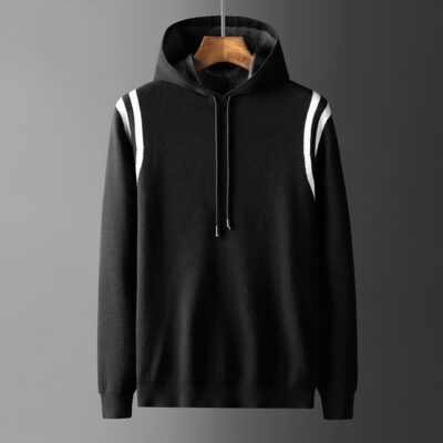 Áo len chui đầu áo len nam có mũ trùm đầu mùa thu đông mới áo len dệt kim áo khoác nam phong cách Hồng Kông áo rộng nam