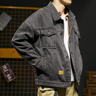 Áo khoác denim nam mùa xuân và mùa thu mới hợp thời trang hàng đầu xu hướng đường phố châu Âu và châu Mỹ kẻ thô lỗ đẹp trai áo khoác denim áo khoác