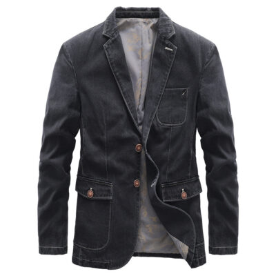 Mùa xuân và mùa thu áo khoác denim kinh doanh giản dị áo khoác Xuất khẩu mới của nam giới phần mỏng phù hợp với người trẻ tuổi và trung niên đẹp trai