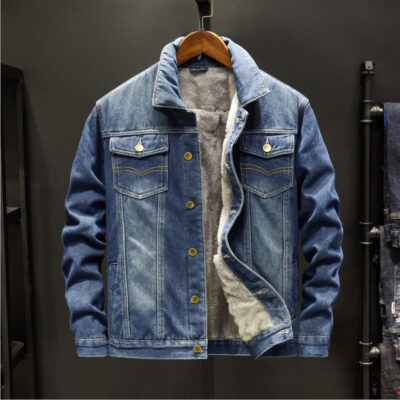 Thương mại nước ngoài mùa thu và mùa đông kích thước lớn áo khoác denim nam quần áo thanh niên rời áo khoác giản dị giặt ve áo áo khoác nam
