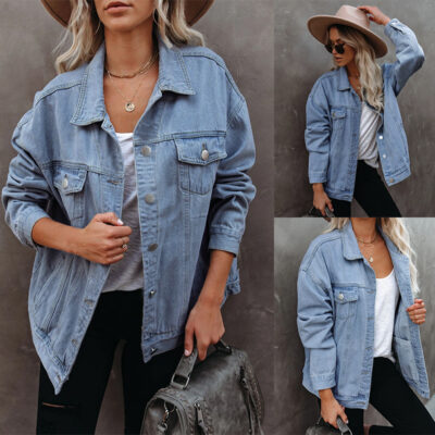 Xuyên biên giới Amazon shopee Phụ nữ ngoại thương Âu Mỹ mới nóng bỏng phong cách áo khoác denim áo khoác đường phố bf thời trang sành điệu