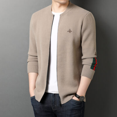 2020 áo len đan len nam mùa xuân và mùa thu cổ áo bóng chày chải cho người trung niên và thanh niên áo len dệt kim mỏng dài tay áo khoác nam quần áo