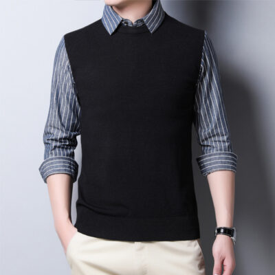 Áo Len Hai Mảnh Giả Nam Thu Đông 2020 Mới Cổ Sơ Mi Phiên Bản Hàn Quốc Slim-Fit Áo Len Nam Áo Len Bán Buôn