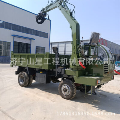 Bánh xe vận chuyển gắp gỗ xoay 360 độ loại xe tải ben 10 tấn chuyển máy tất cả trong một