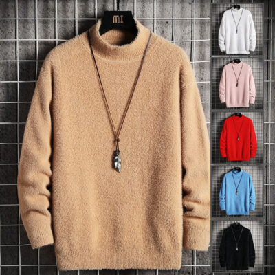Mùa Thu Mới Áo Len Nam Thanh Niên Thể Thao Thun Mềm Nhỏ Cổ Đứng Chống Gió Áo Chui Đầu Nam Áo Len Dệt Kim