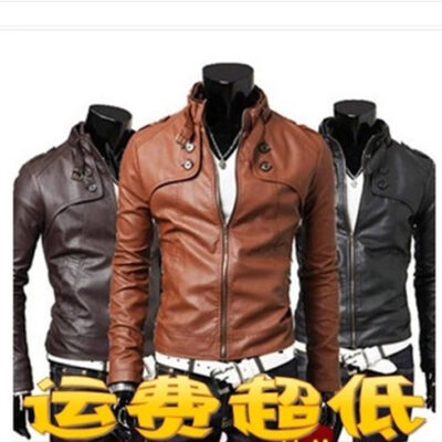 Phiên bản Hàn Quốc của mùa xuân và mùa thu áo khoác nam cổ đứng slim fit giản dị áo khoác da nam áo khoác da nam xe máy áo khoác pu áo khoác nam