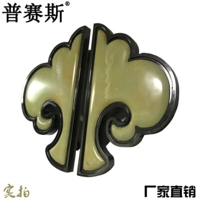 Tay nắm cửa hình bán nguyệt bằng đồng cổ mới ngọc bích thủ công của Trung Quốc tay nắm cửa bằng đồng kính cửa tay nắm cửa bằng gỗ