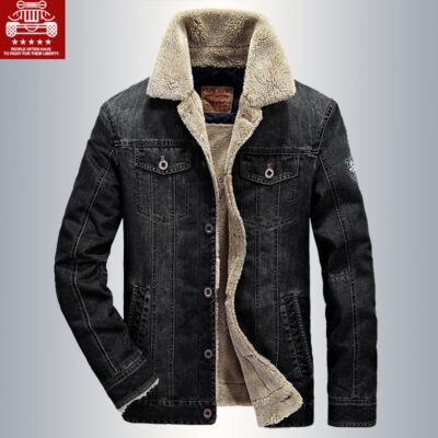 Áo khoác denim lông cừu mùa thu và mùa đông áo khoác lambswool phiên bản Hàn Quốc mỏng áo khoác nam giản dị quần áo cotton 66009