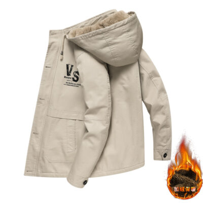 Nam Size Lớn Áo Khoác Cotton Nam Quần Áo Trung Chiều Dài Nhung Dày Phối Dụng Cụ Áo Khoác Nam quần Áo