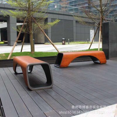 Ghế giải trí sợi thủy tinh trung tâm mua sắm ghế ngoài trời dải dài phân công viên giả vân gỗ phân đường phố thương mại phân Meichen