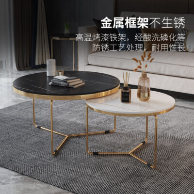 Ý Bàn trà đẹp phiến đá bàn cà phê phòng khách đơn giản nhà căn hộ nhỏ bàn trà tròn bên bàn đá cẩm thạch bàn cà phê kết hợp