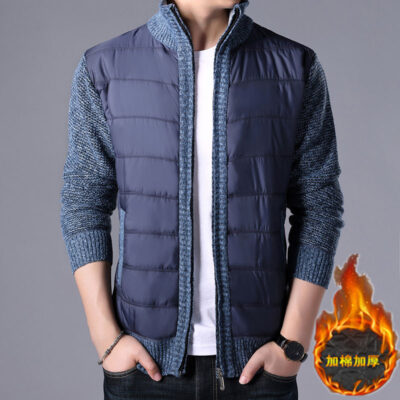 Bán buôn áo khoác nam cao cổ thu đông nhung dày dặn phong cách Hàn Quốc áo len ôm dáng ôm hợp thời trang quần áo giữ ấm