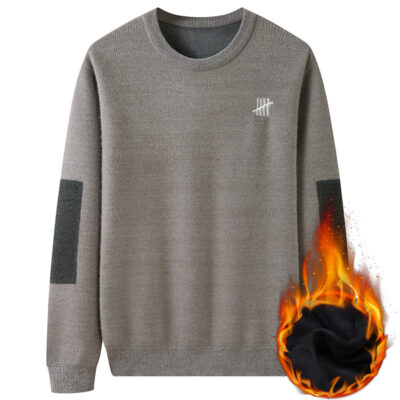 Fat Brother Mùa Đông 2021 Dày Nam Plus Size Plus Áo Len Nỉ Cổ Tròn Đáy Áo Sơ Mi