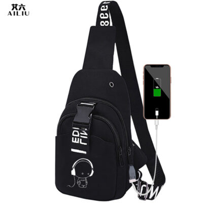 Mới Dạ Quang Nam Ngực Túi USB In Túi Đeo Vai Thể Thao Ngoài Trời Túi Vải Oxford Nhỏ Tất