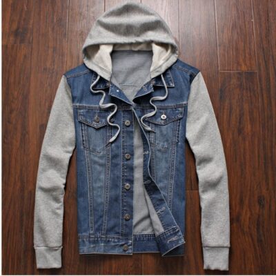 Aliexpress Cung Cấp Số Lượng Lớn Nam Hàn Quốc Áo Khoác Denim Có Mũ Trùm Đầu Có Thể Tháo Rời Áo Khoác Slim-Fit Nam Áo Khoác Size Lớn Ngoại Thương