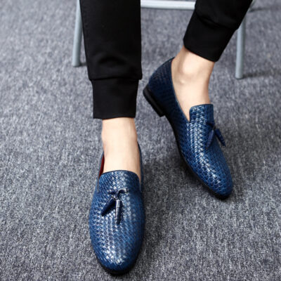 Giày bện giày nam xu hướng trẻ giày da ngoại thương giày size lớn Amazon wish LAZADA