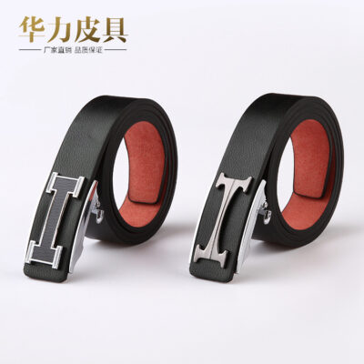 Thắt lưng nam mới không răng và không lỗ đeo bên trong khóa tự động trơn khóa thắt lưng quần công sở Hàn Quốc dây bán buôn