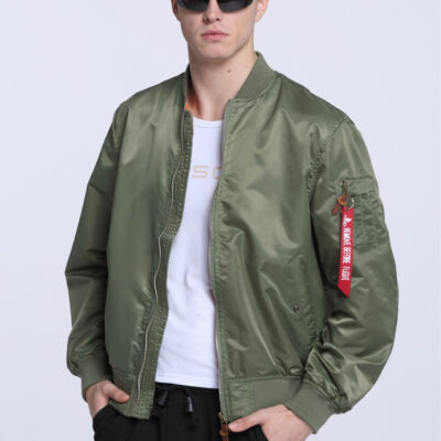 Mới Mùa Xuân Và Mùa Thu Phần Mỏng Size Lớn Nam Thể Thao Giải Trí Cổ Đứng Không Quân MA1 Áo Khoác Bomber Nam Đồng Phục Bóng Chày