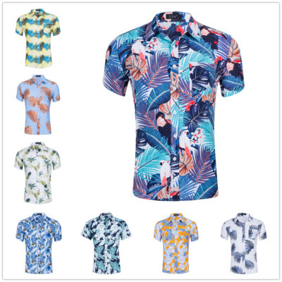 Cung cấp ngoại thương xuất khẩu nam kích thước Hoa Kỳ cotton Tencel in hình Hawaii áo sơ mi ngắn tay ngắn tay