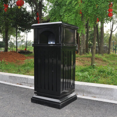 Thùng rác sắt ngoài trời bằng sắt rèn ngoài trời danh lam thắng cảnh biệt thự trường học cộng đồng phố đi bộ sáng tạo vỏ hộp thùng đơn