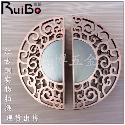 Tay nắm tấm nhôm hình bán nguyệt chạm khắc cổ Trung Quốc tay nắm cửa kính, tay nắm cửa gỗ sang trọng