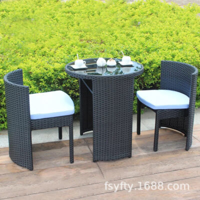 Bàn ghế Bàn ghế mây bộ ba món ban công sân vườn kết hợp bàn ghế mây giải trí đơn giản sáng tạo tiết kiệm không gian trong nhà