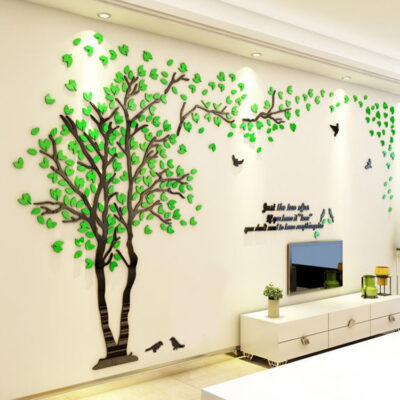 M53 Cây Lớn Và Chú Chim Nhỏ Xuyên Biên Giới Một Mảnh Phân Phối 3D Pha Lê Acrylic Ba Chiều Decal Dán Tường Ghế Sofa Phòng Khách TV Treo Tường