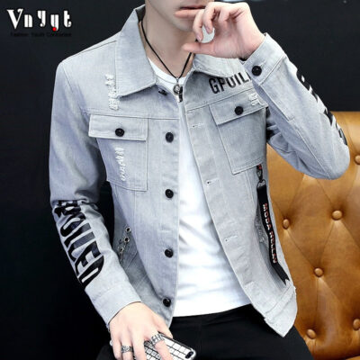 Áo khoác mỏng đẹp trai cho nam Quần áo denim mỏng phong cách Hàn Quốc hợp thời trang mùa xuân và mùa hè quần áo nam cá tính Áo khoác denim phù hợp với tất cả