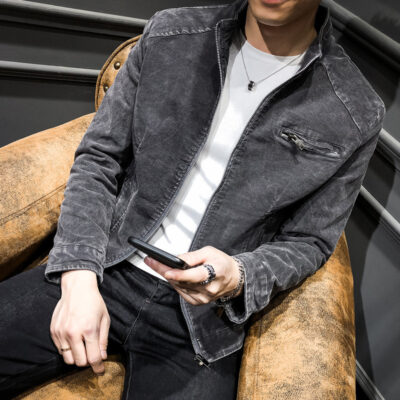 Mới Thu Đông Nam Retro Áo Khoác Denim Cao Cấp Thanh Niên Áo Khoác Nam Phiên Bản Hàn Quốc Xu Hướng Đồng Màu Nam Cotton
