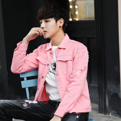 Mùa thu mới kích thước lớn nam áo khoác rách denim áo khoác cotton nam phiên bản Hàn Quốc của quần áo denim bé trai cao cấp