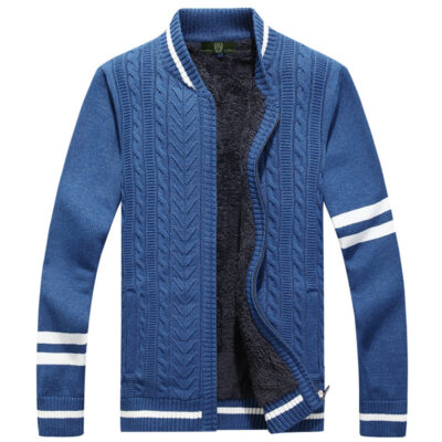 Áo Dệt Kim Nam Rời Cardigan Cổ Đứng Thể Thao Jacquard Thanh Niên Dài Tay Giản Dị Nhà Sản Xuất Cung Cấp Trực Tiếp