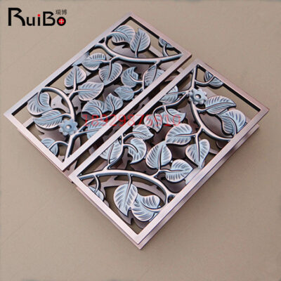 Sáng tạo mới phong cách Trung Quốc bằng nhôm nguyên khối chạm khắc đám mây tốt lành màu xanh lá cây bằng đồng tay nắm cửa hình bán nguyệt cửa kính hình chiếc lá màu xanh lá cây tay nắm cửa bằng gỗ