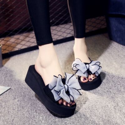Mới Dép Handmade Nơ 3-6 Cm Chống Trơn Trượt Đi Biển Kỳ Nghỉ Du Lịch Thời Trang Nữ Giày Đi Biển Triều
