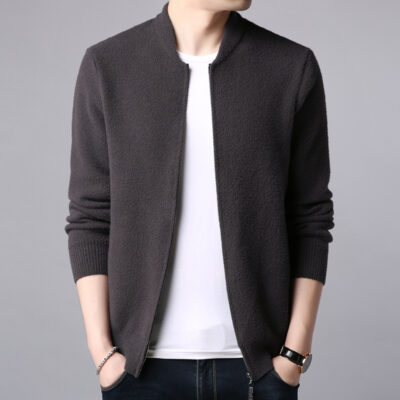 Thu Đông 2021 Mới Nam Cardigan Dệt Kim Thời Trang Nam Hàn Quốc Áo Len Nam Áo Sơ Mi Dây Kéo Hợp Thời Trang Bán Buôn