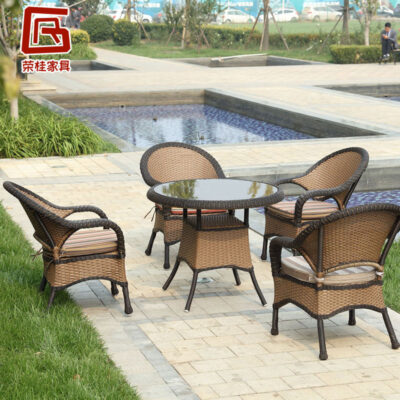 Bàn ghế ngoài trời sân mây ghế vườn mây nghệ thuật phòng giải trí bàn ghế kết hợp ban công bàn ghế ngoài trời bộ năm món