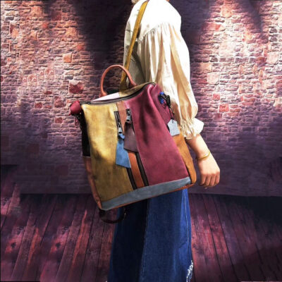 Xu hướng thời trang năm 2023 Túi xách nữ phong cách retro Túi xách da cọ xát màu ba lô ba lô túi xách nữ da thật một giọt
