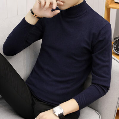 Áo len cổ lọ dáng phẳng phong cách nam xuân thu đông 2023