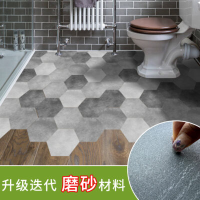 Funlife lục giác dán tường xi măng trơn màu xám trắng phòng tắm nhà bếp chống thấm nước chịu mài mòn sàn dán DB075