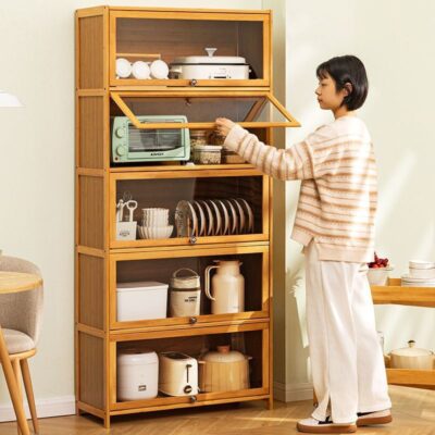 Giá treo đồ nhà bếp nhà bếp đơn giản kết hợp tủ phụ đựng đồ đa năng sát tường tủ đựng đồ