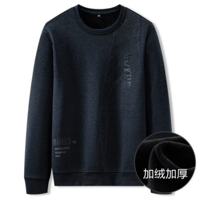 Baodun sói cộng với kích thước của nam giới thể thao dày áo len dài tay chất béo lỏng cổ tròn cộng với áo len nhung ấm đáy áo sơ mi