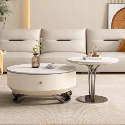 Đèn bàn cà phê sang trọng hiện đại phiến đá phong cách Ý phòng khách tối giản nhà sáng tạo căn hộ nhỏ tròn màu đỏ kết hợp phong cách kem