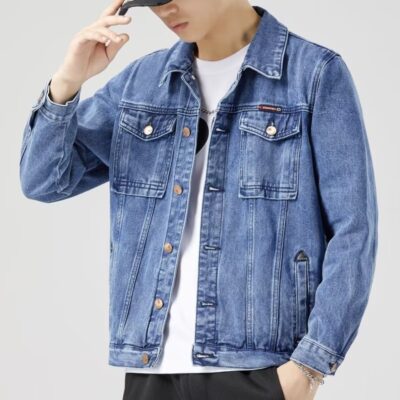 Mùa Thu 2022 Mới Áo Khoác Denim Nam Phong Cách Hàn Quốc Ôm Màu Trơn Hàng Đầu Hợp Thời Trang Thương Hiệu Thường Ngày Bảo Hộ Lao Động Áo Khoác thay mặt cho tóc
