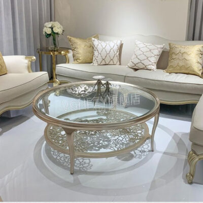 Ghế sofa ba người kiểu Mỹ kết hợp căn hộ nhỏ Phong cách Pháp phòng khách sang trọng nhẹ sâm panh biệt thự gỗ sồi vải sofa đơn