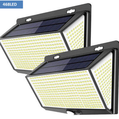 Đèn Năng Lượng Mặt Trời Sân Vườn Ngoài Trời Phong Cảnh Đèn Tường Cơ Thể Con Người Cảm Ứng 468LED Chiếu Sáng Nhà Đường Hàng Rào Đèn