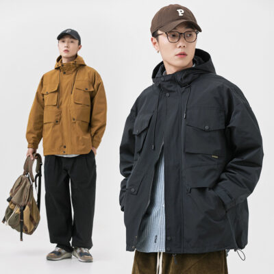 Rumeng Tide thương hiệu chức năng dụng cụ áo khoác nam rời núi loạt áo khoác có mũ chống thấm nước cắm trại