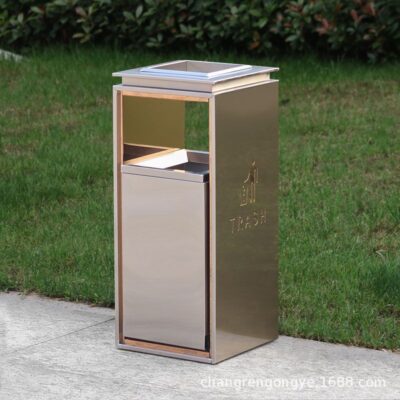 Thùng rác khách sạn sảnh thép không gỉ sảnh thương mại bộ phận bán hàng vuông trung tâm mua sắm vỏ hộp rỗng đẹp hiện đại sang trọng