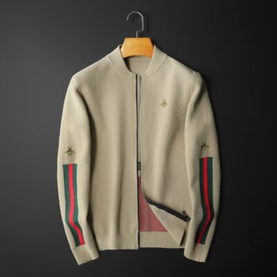 Áo Len Nam Áo Khoác Cardigan Mùa Xuân Và Mùa Thu 2022 Mới Thời Trang Cổ Đứng Dạ Nỉ Dệt Kim Dây Kéo Áo Len